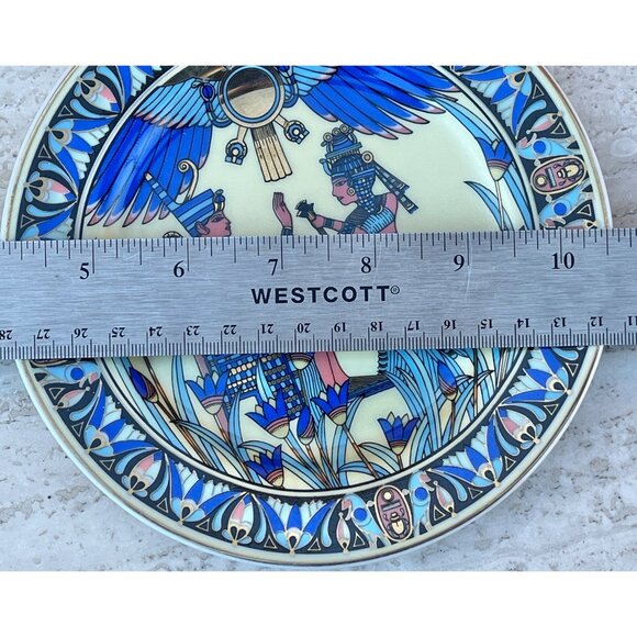 Fine Royal Porcelain King Tut Decorative Plate 6.5" Diameter Egyptian Design GUC - Picture 7 of 10